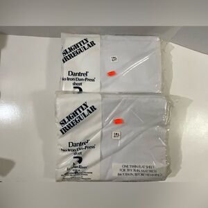 Vintage Lot of 2 NOS Dan River Slightly Irregular Twin Flat Sheets White No Iron